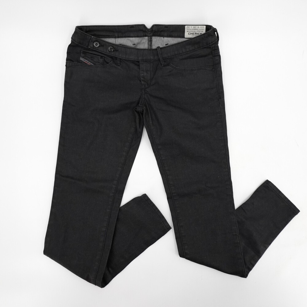 Diesel Jeans Womens 28 Gray Cherick Slim Tapered Low Rise Button Dark Wash